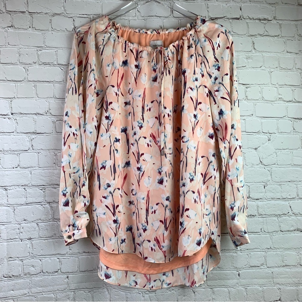 HAUTE Hippie Tribe Peach Floral Cold Shoulder Blouse Small - Picture 1 of 9